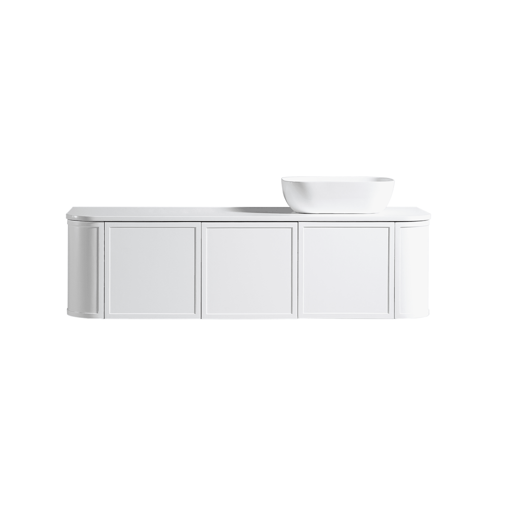 MELA LUNA 1500 Curved Wall Hung Vanity with 2 Doors & Drawer