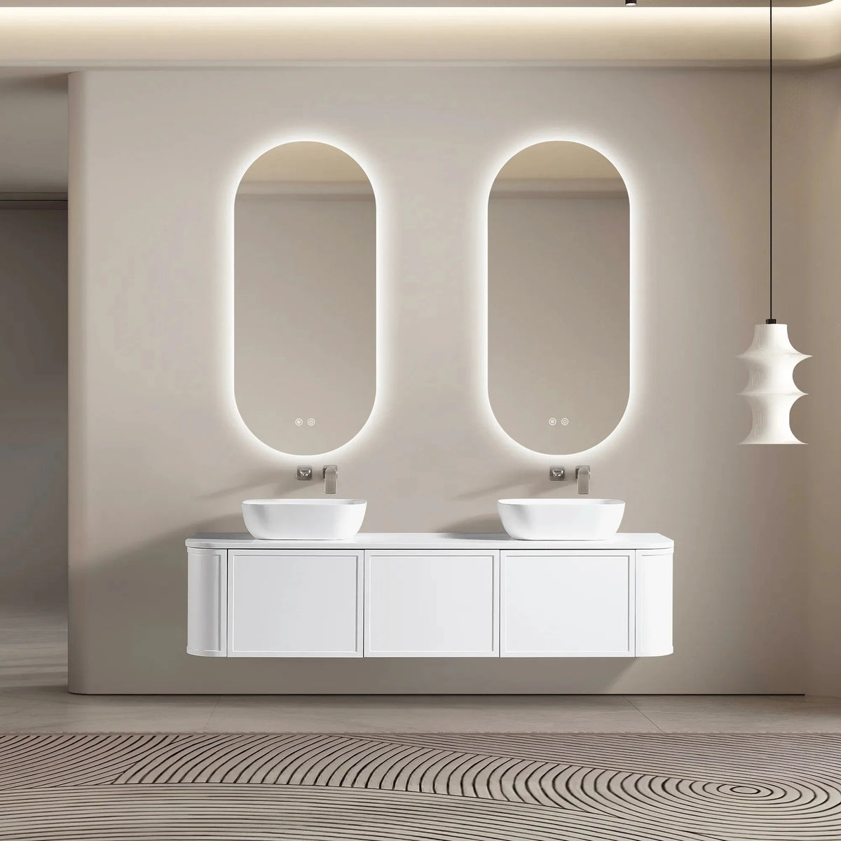 MELA LUNA 1800 Curved Wall Hung Vanity with 2 Doors & Drawer, view 2