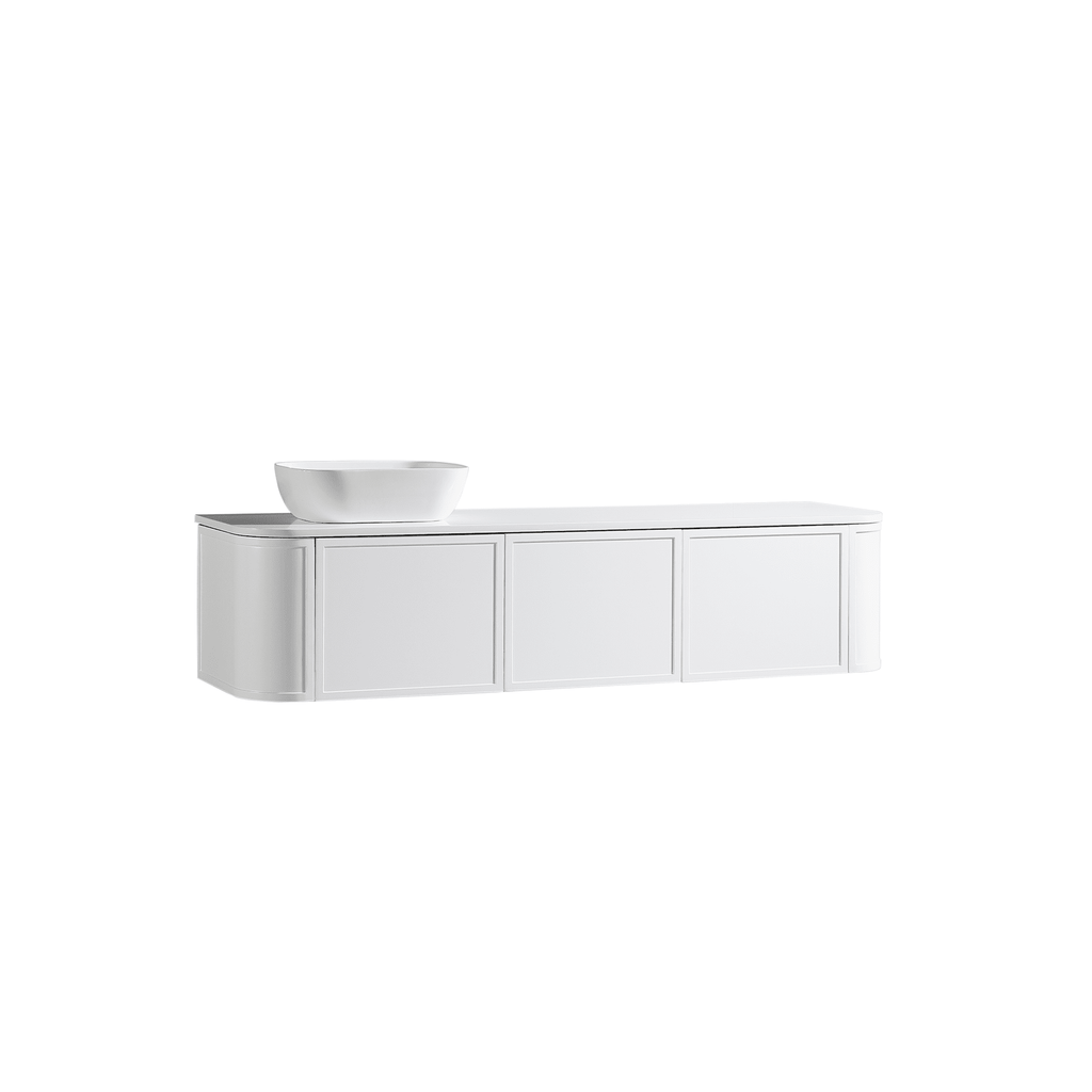MELA LUNA 1800 Curved Wall Hung Vanity with 2 Doors & Drawer, view 3