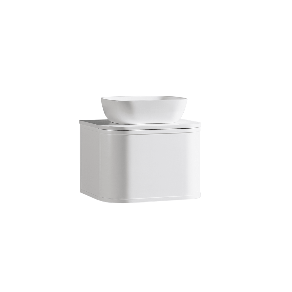 MELA LUNA 600 Curved Wall Hung Vanity with Drawer, view 3