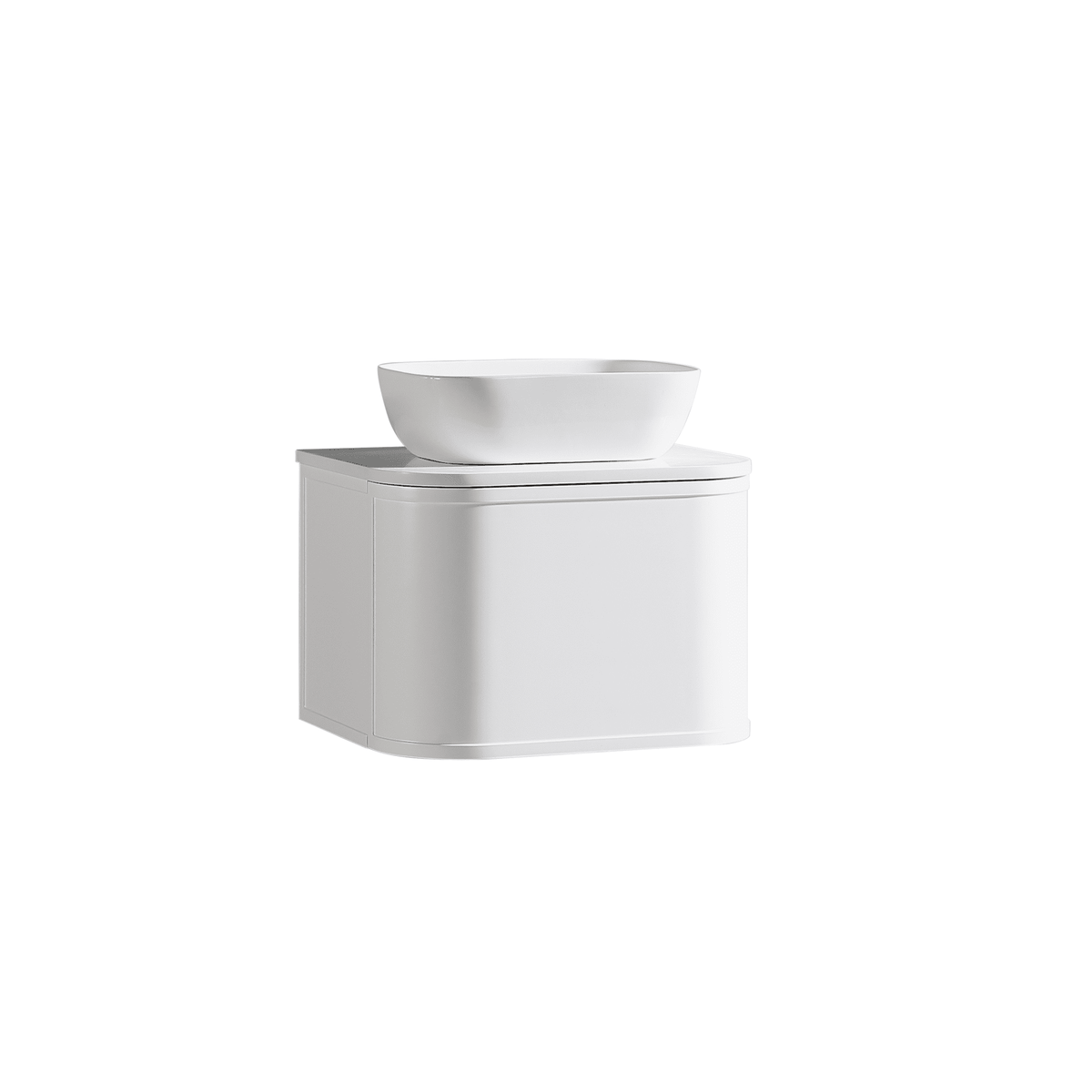 MELA LUNA 600 Curved Wall Hung Vanity with Drawer, view 3