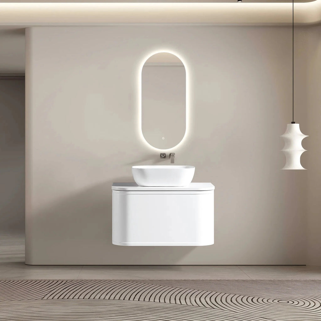MELA LUNA 750 Curved Wall Hung Vanity with Drawer, view 2