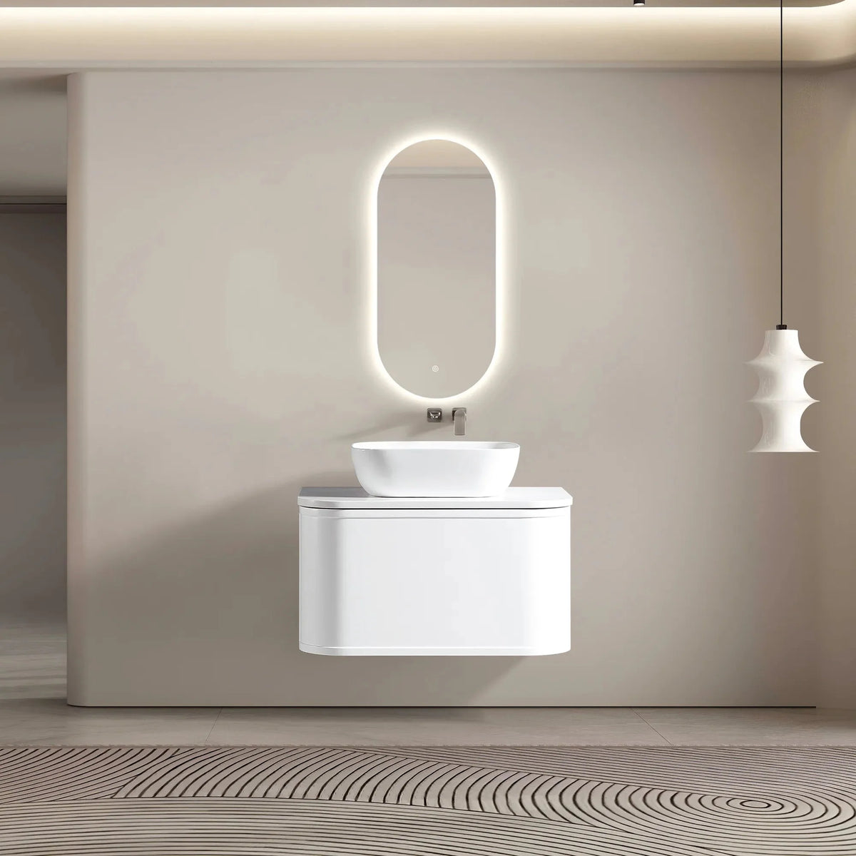 MELA LUNA 750 Curved Wall Hung Vanity with Drawer, view 2
