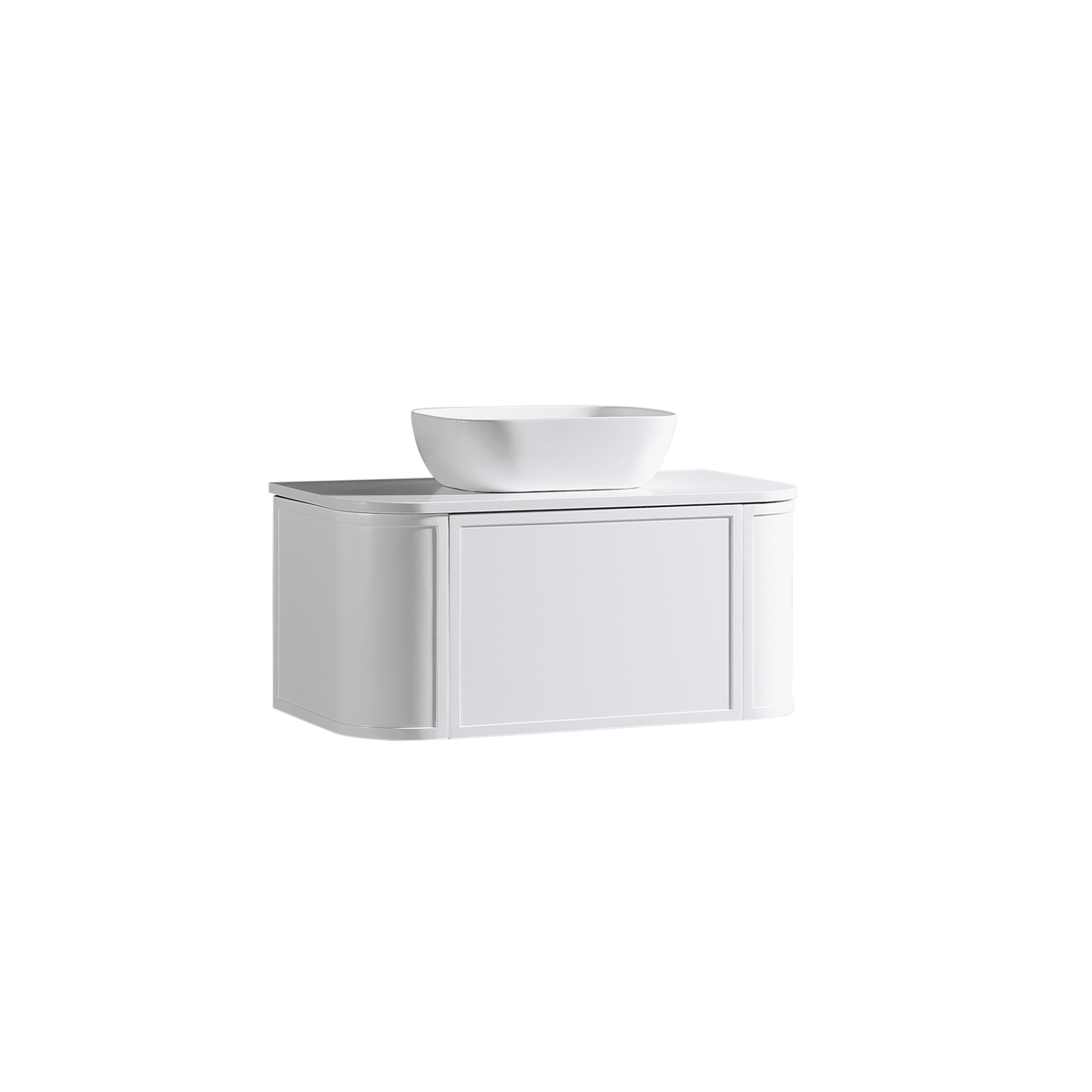 MELA LUNA 900 Curved Wall Hung Vanity with Drawer, view 3
