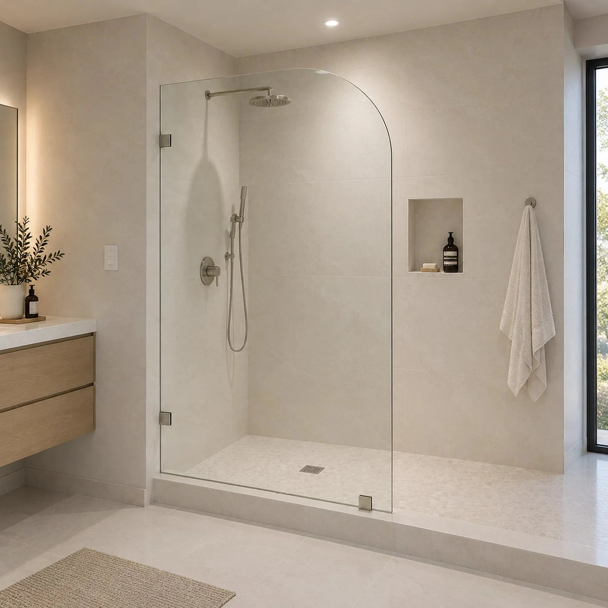 MELA MORRIS 995mm Curved Frameless Shower Panel