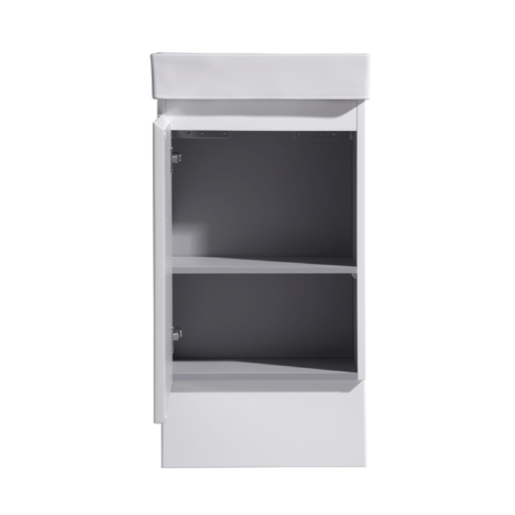 MELA MOSES 400 Wall Hung Powder Room Vanity with Door in Gloss White, view 3