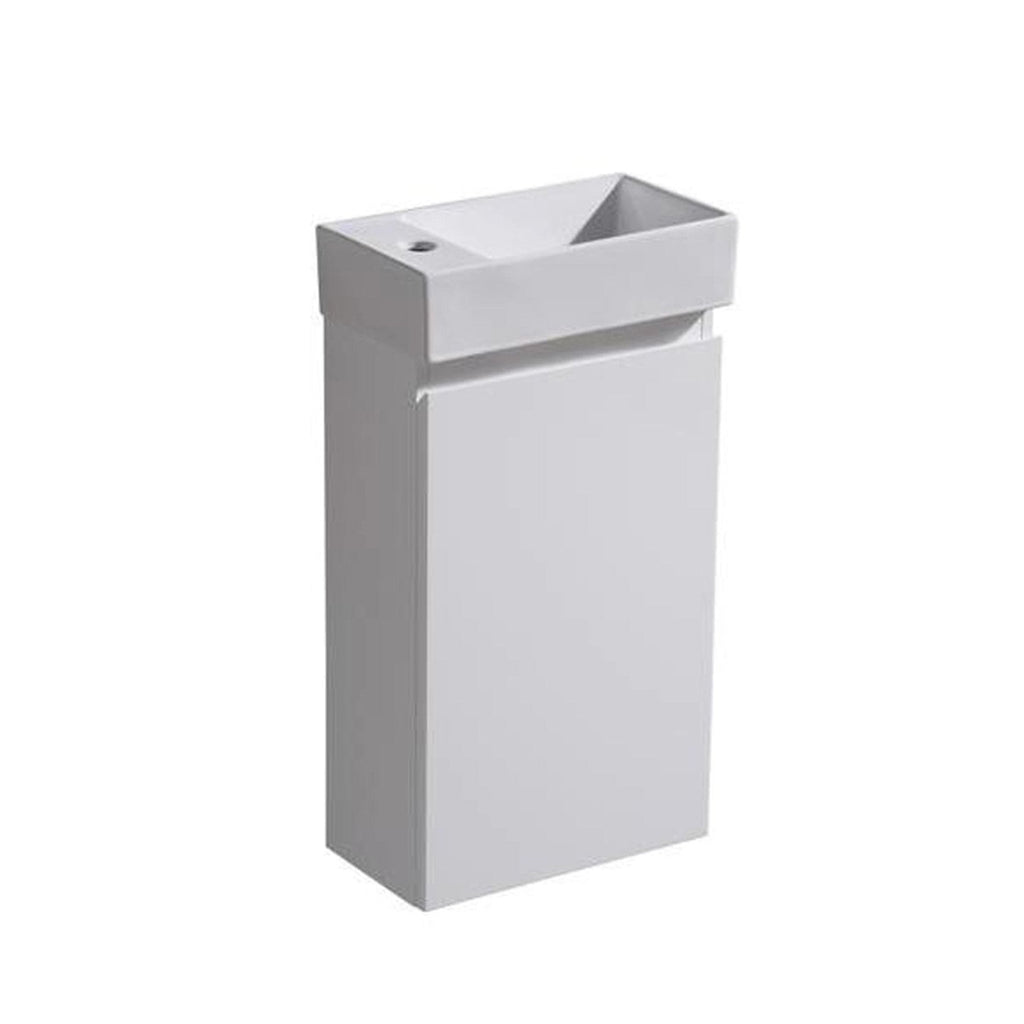 MELA MOSES 400 Wall Hung Powder Room Vanity with Door in Gloss White, view 2