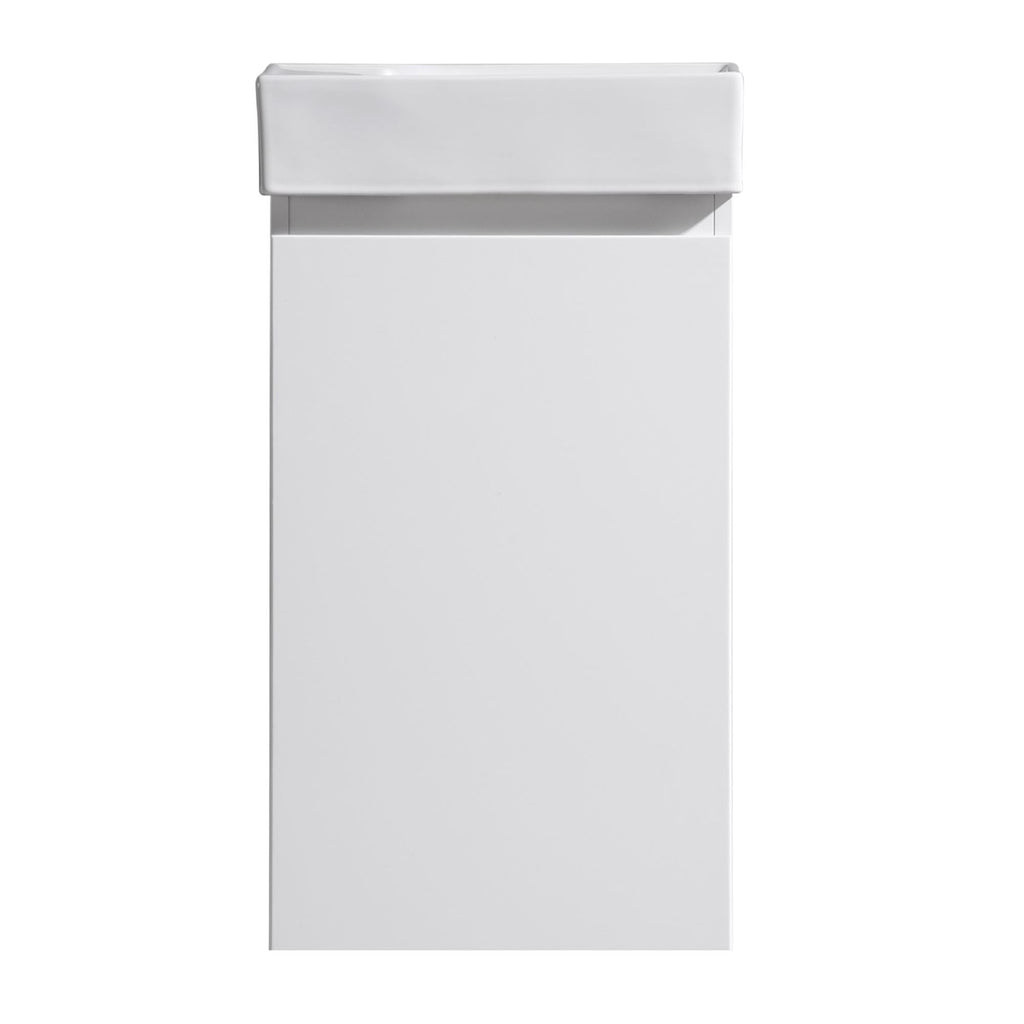 MELA MOSES 400 Wall Hung Powder Room Vanity with Door in Gloss White