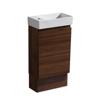 MELA MOSES 400 Wall Hung Powder Room Vanity with Door in Walnut, view 2