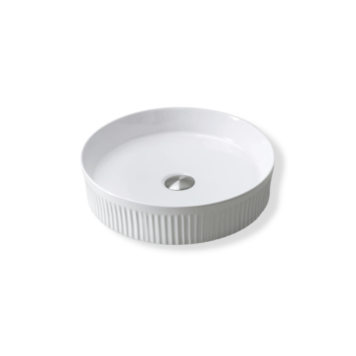 MELA NUIE Above Counter Basin, gloss white fluted ceramic (NUIE.ABOVE)