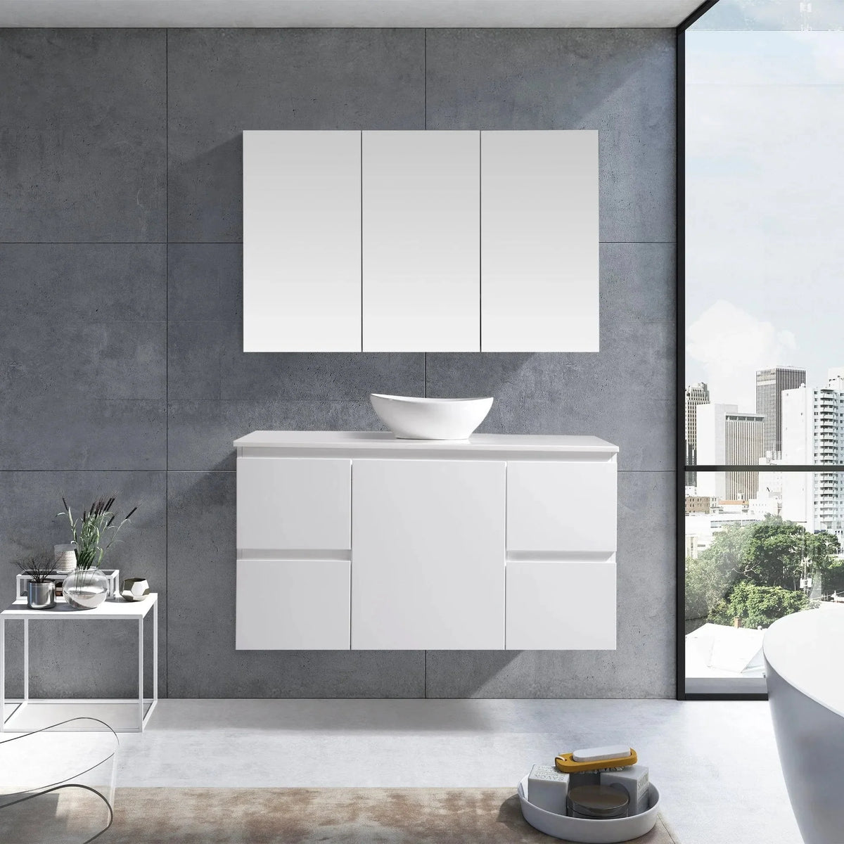 MELA PADDY 1200 Wall Hung Vanity in Gloss White, view 2