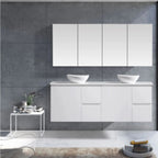 MELA PADDY 1800 Double Wall Hung Vanity in Gloss White, view 2