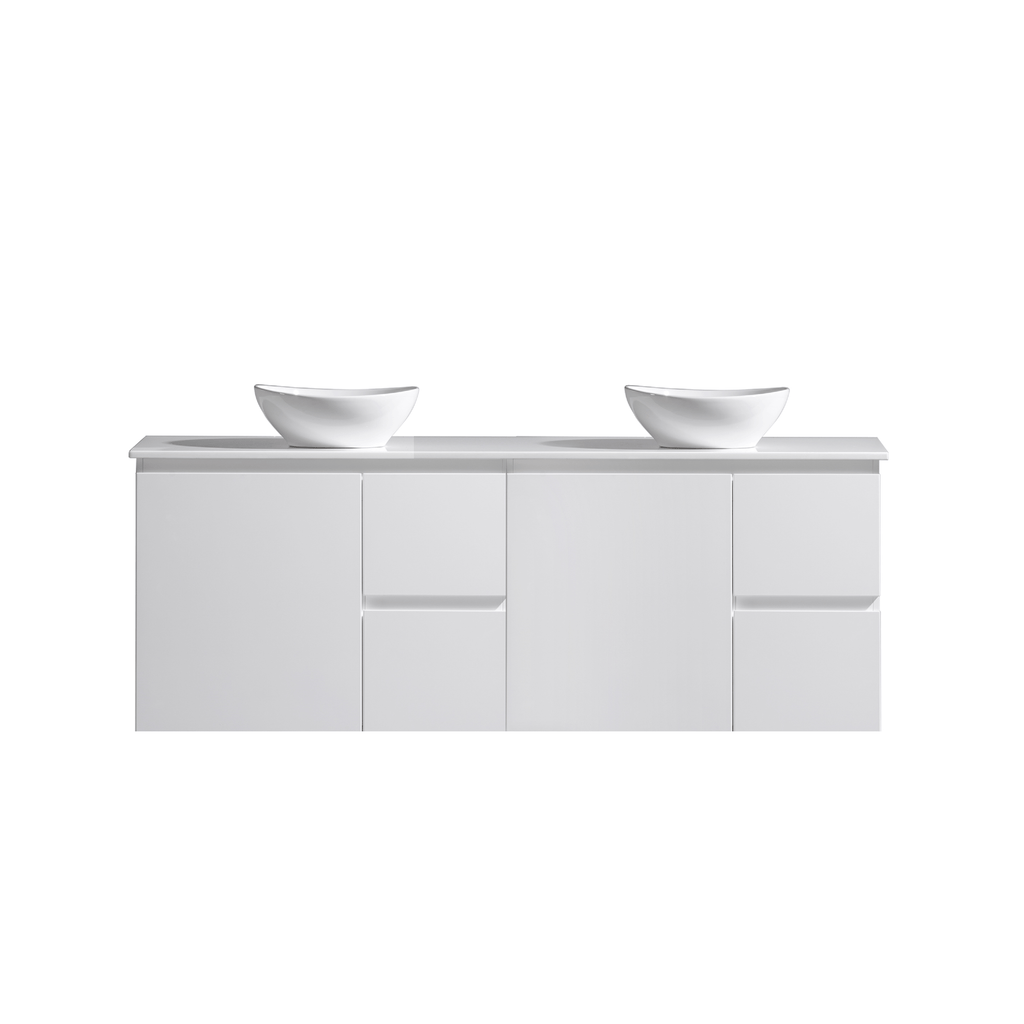 MELA PADDY 1800 Double Wall Hung Vanity in Gloss White