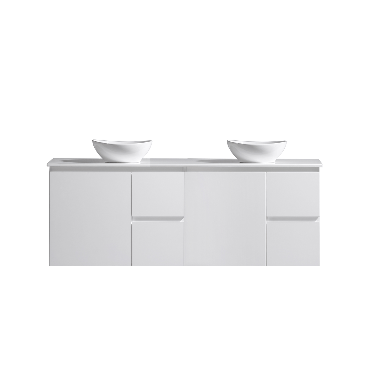MELA PADDY 1800 Double Wall Hung Vanity in Gloss White