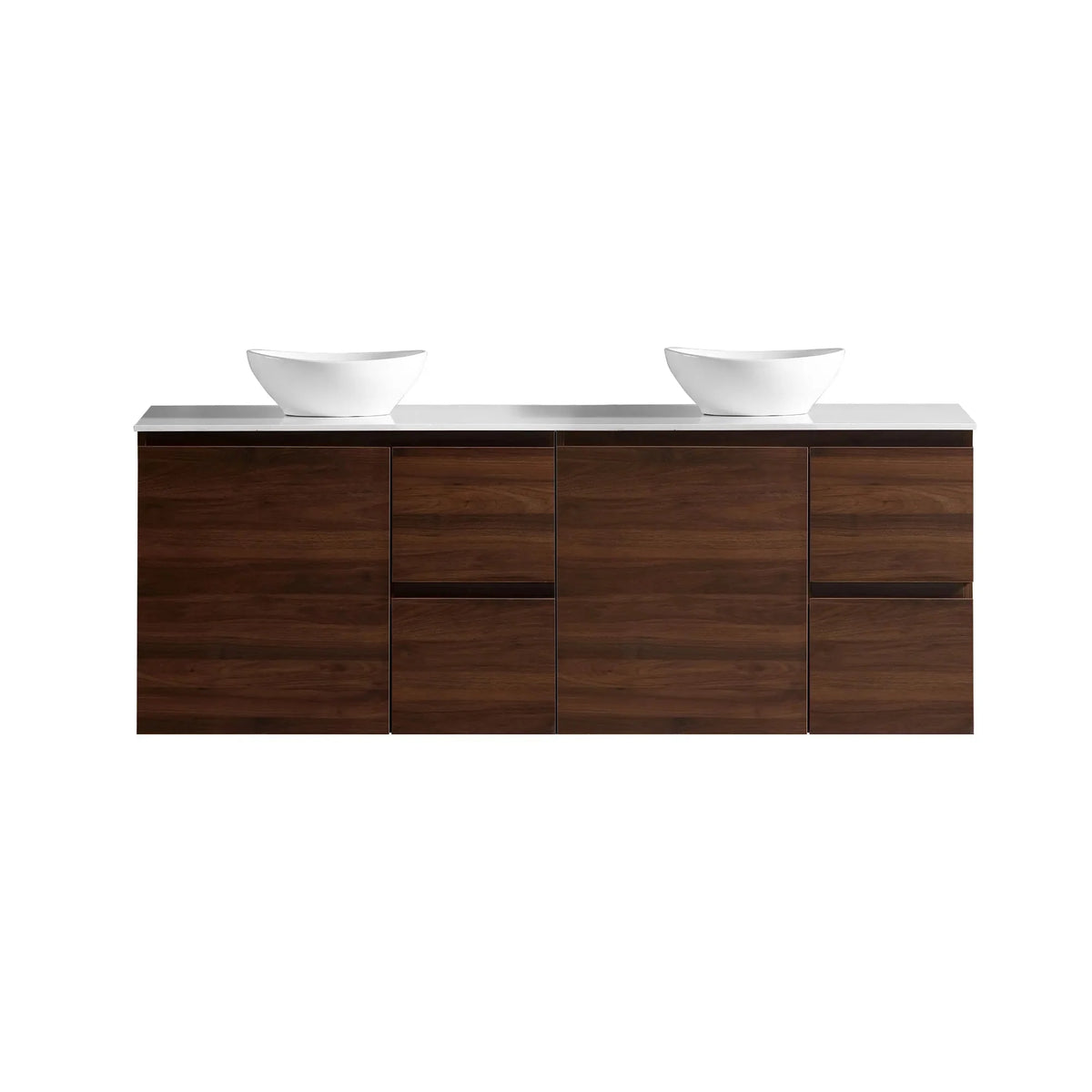 MELA PADDY 1800 Double Wall Hung Vanity in Walnut