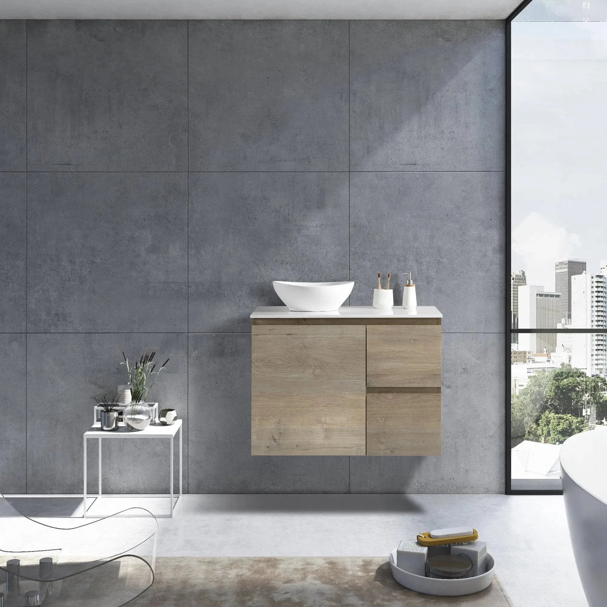 MELA PADDY 750 Wall Hung Vanity in Sorrento Oak