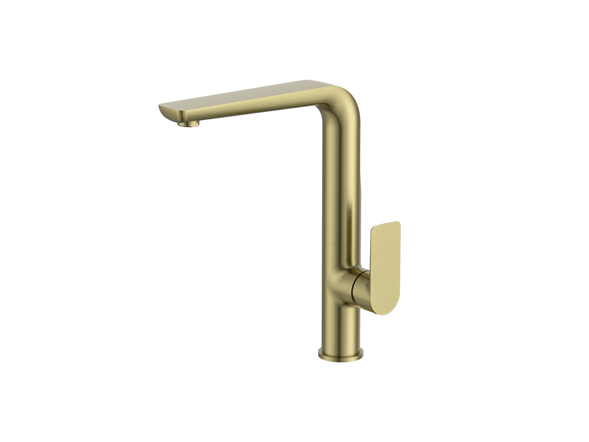 MELA PALCO Gooseneck Kitchen Mixer in Brushed Brass