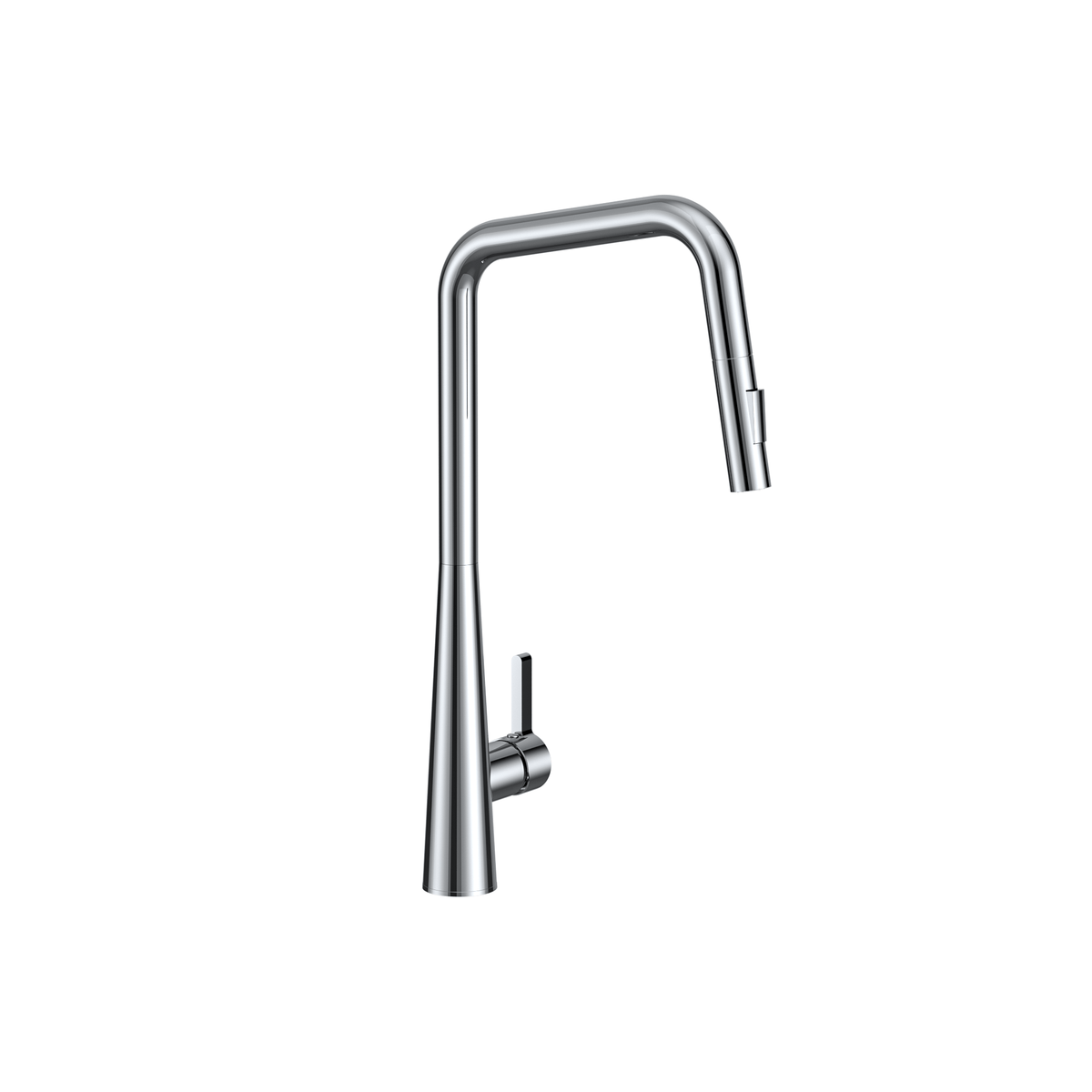 MELA RONDO Square Pull-Out Sink Mixer in Chrome, view 2