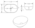 Mezzo above counter basin dimensions, 410 x 340 x 135 mm