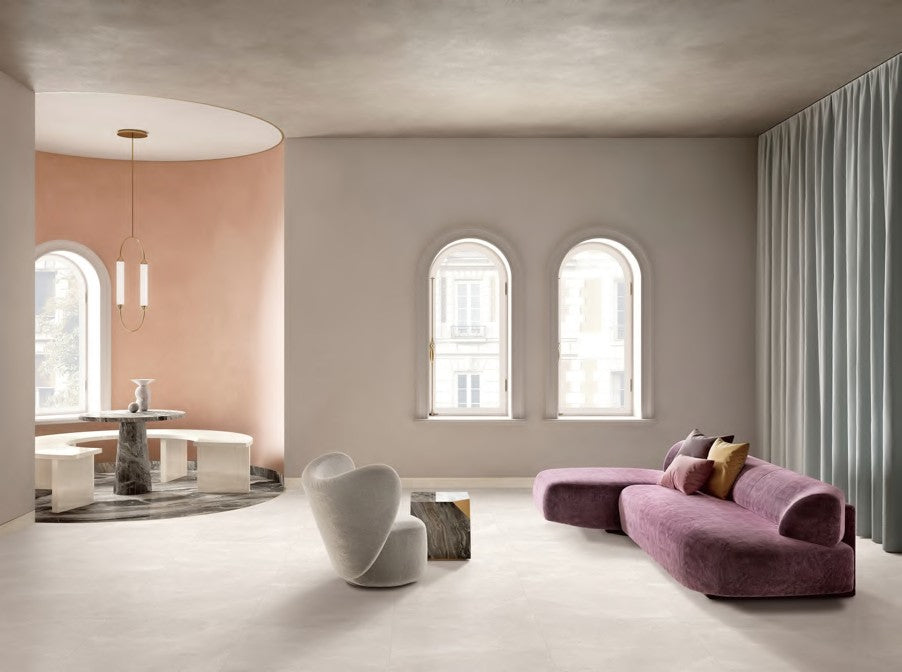 Morgan Dusk porcelain tile in a living room