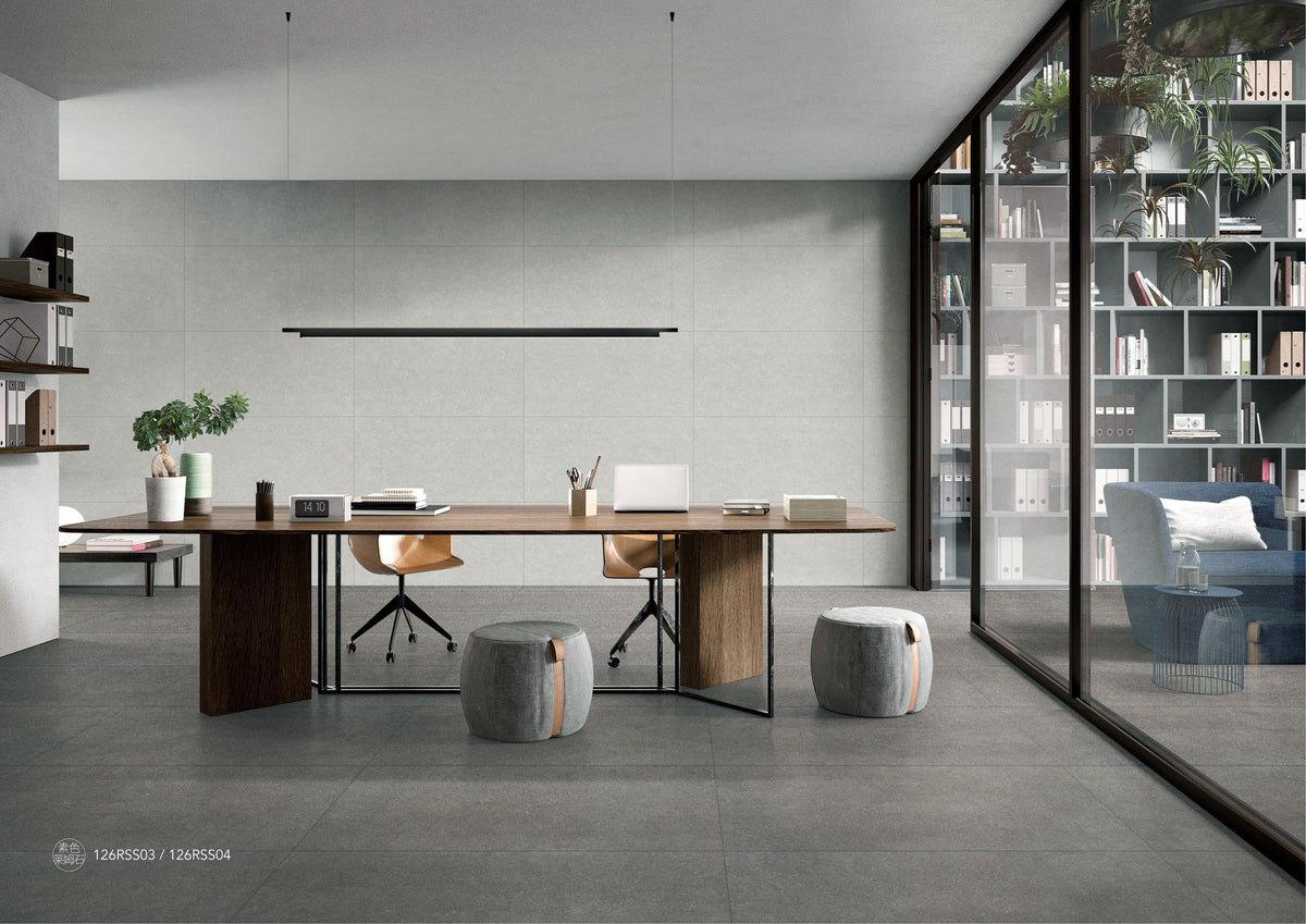 Particle Grey porcelain tile close up